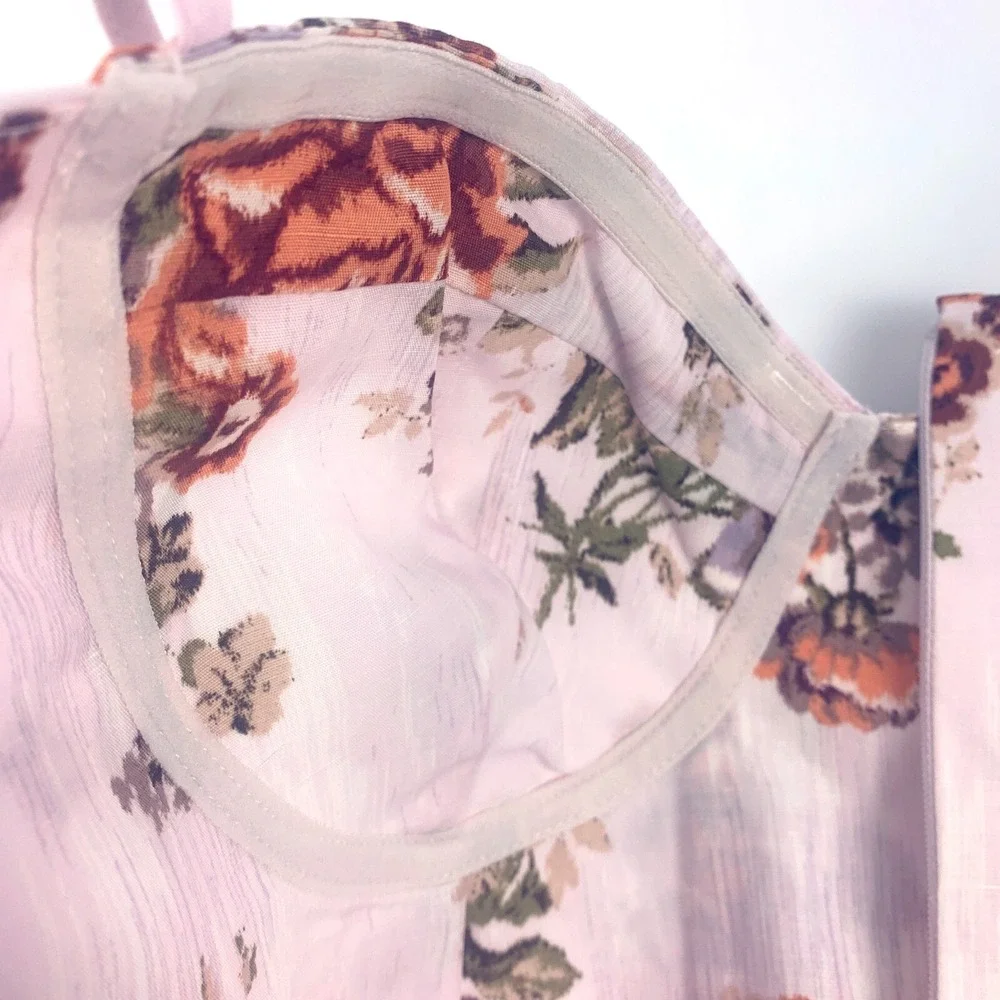 H &‎ M Brock Collection Brocade Print Corset Dress Sz L Couquette Strappy Floral